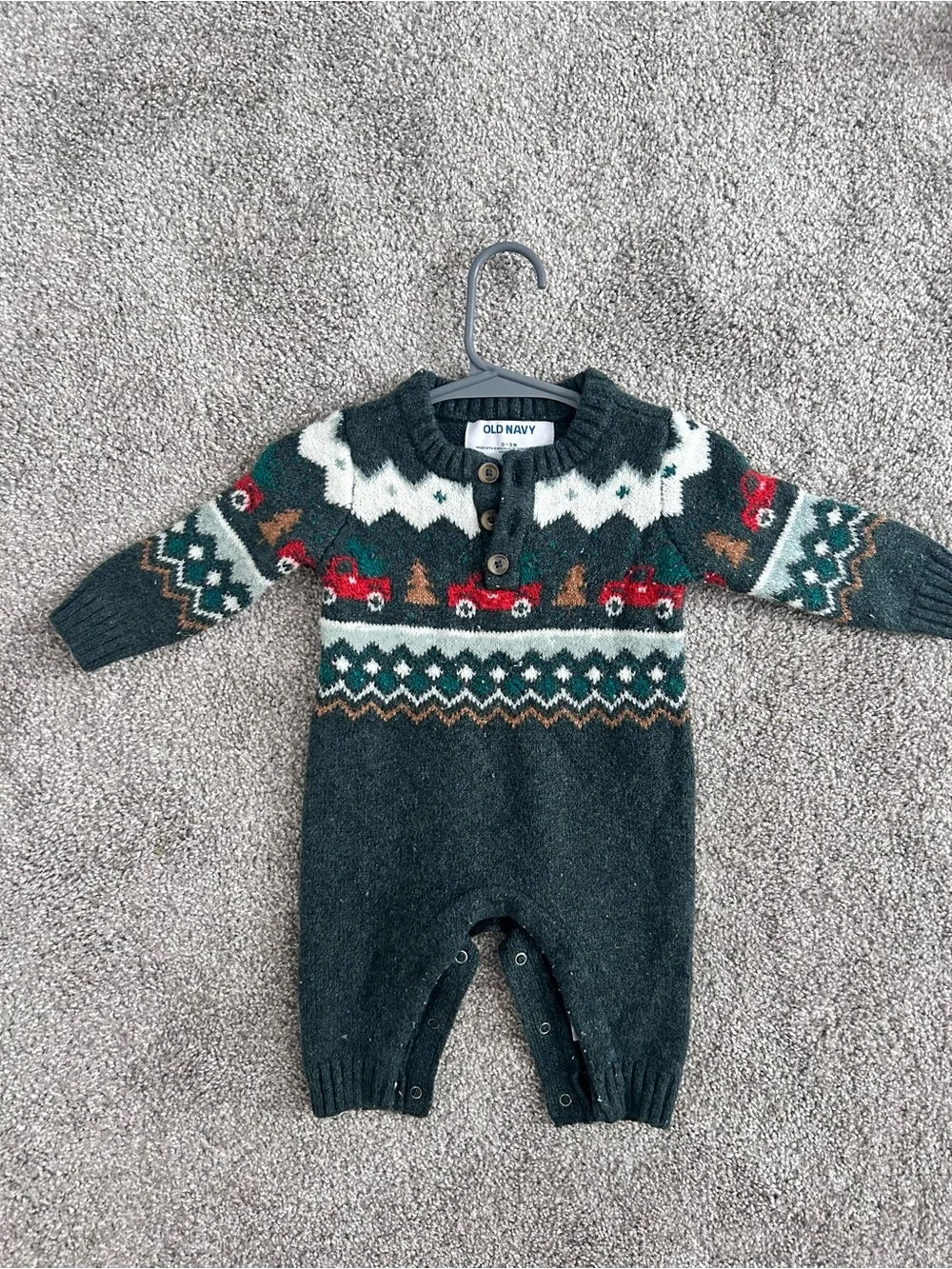 Old Navy Dark Green Fair Isle Knit One-Piece